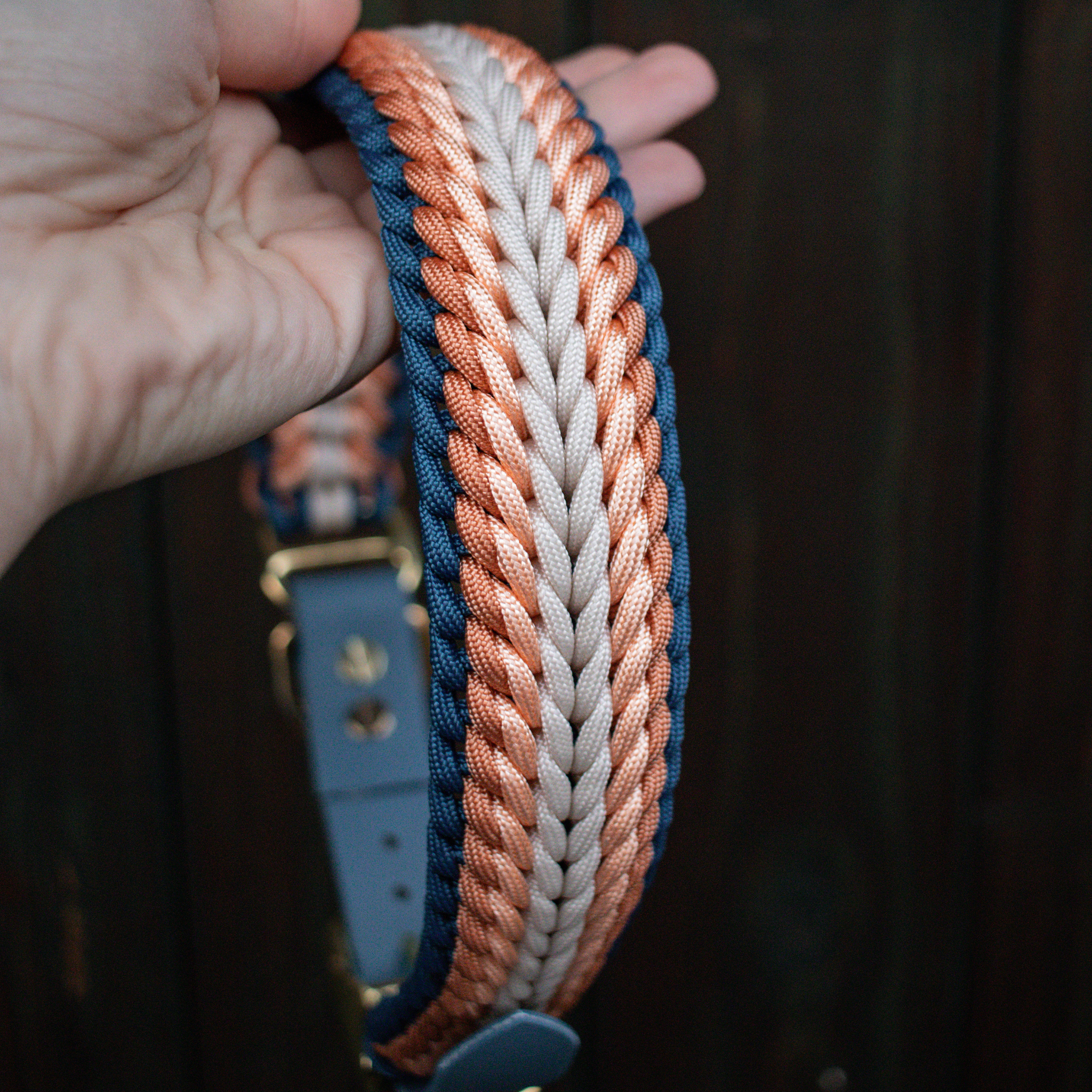 Paracordhalsband "Shining" in Petrol und Kupfer
