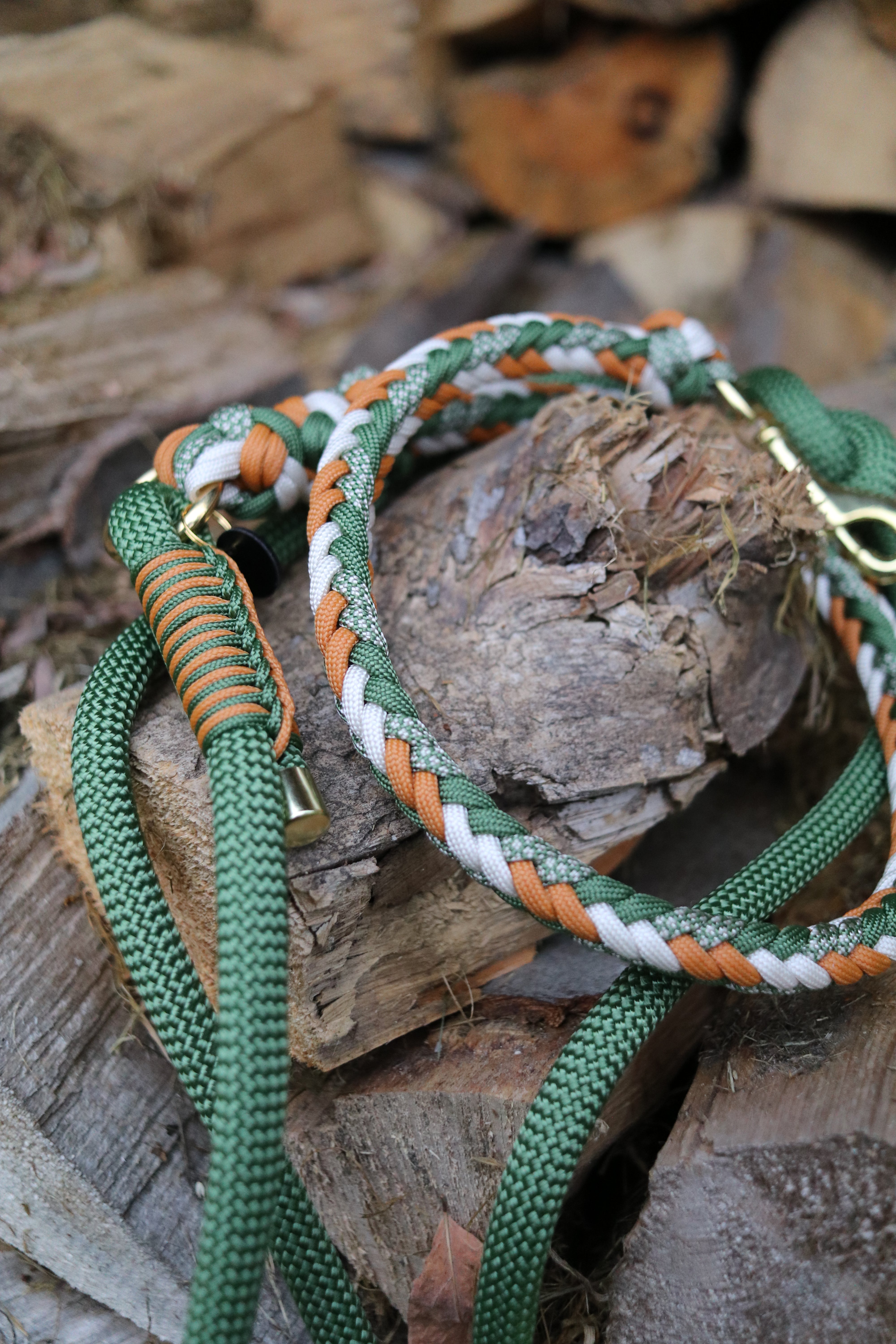 Paracord/ Tau Leine Herringbone in Fern und Mustard