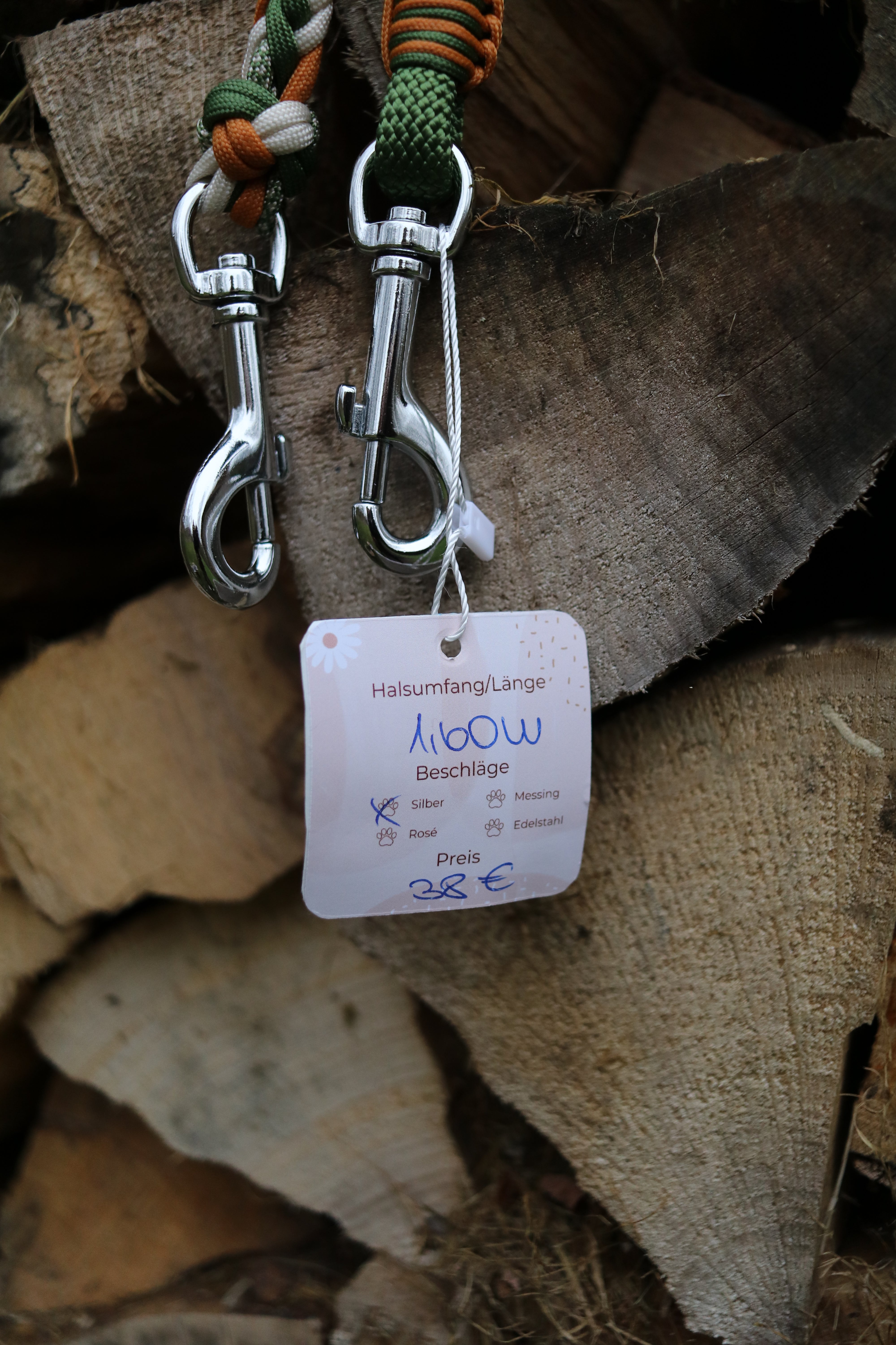 Paracord/ Tau Leine Herringbone in Fern und Mustard