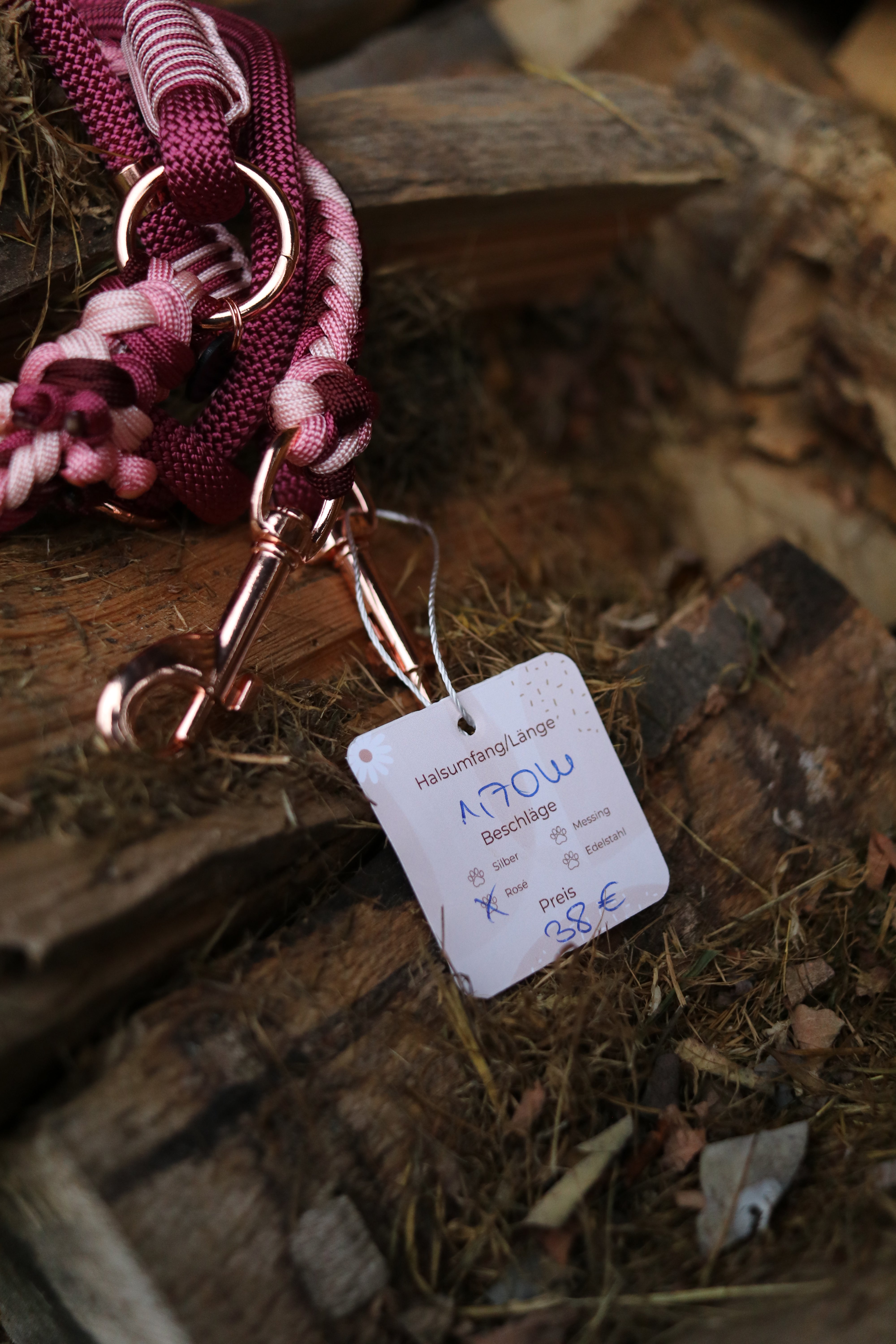 Paracord/ Tau Herringbone in Merlot und Rosa