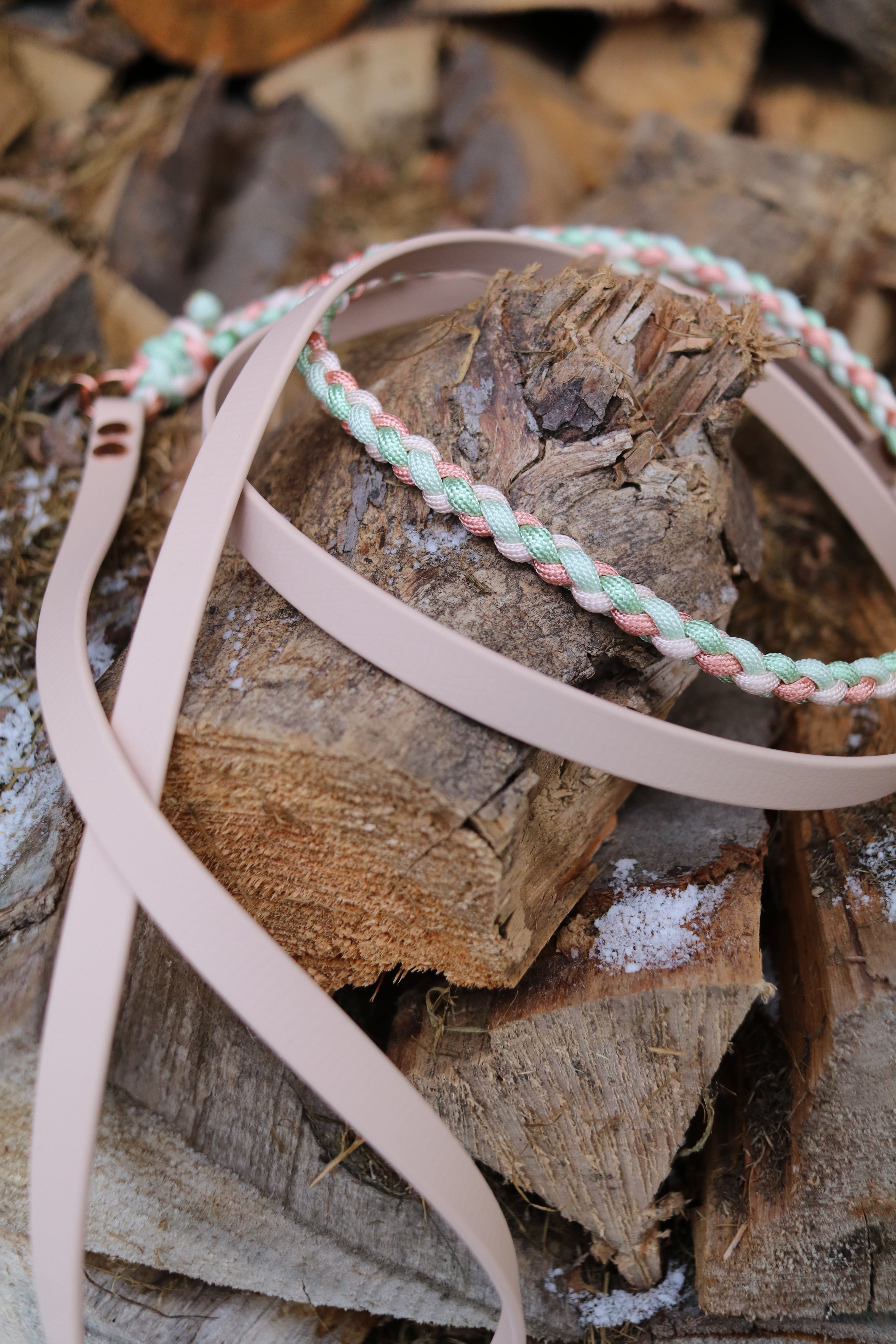 Biothane/Paracord Leine in Salbei und Blutorange