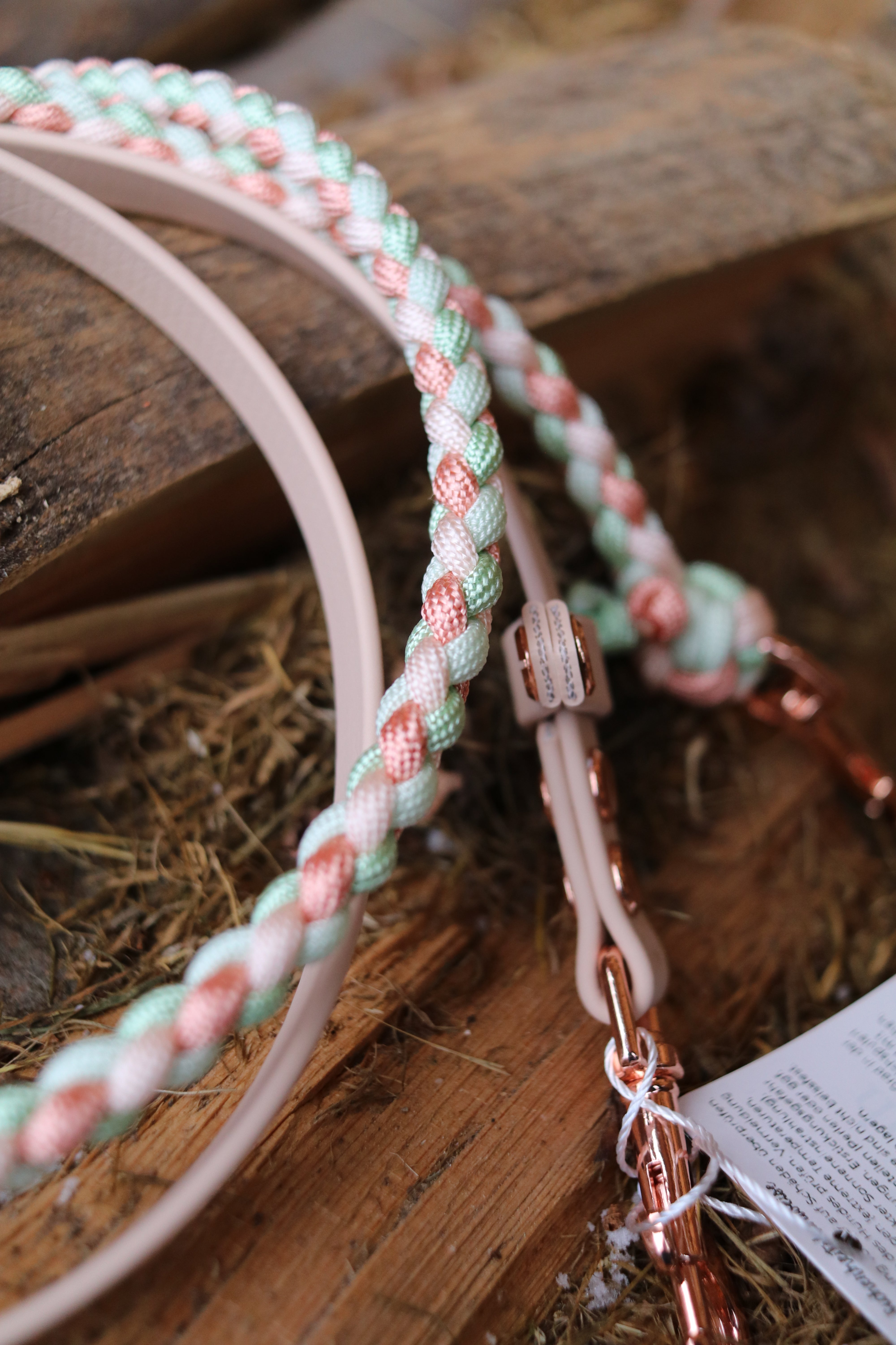 Biothane/Paracord Leine in Salbei und Blutorange