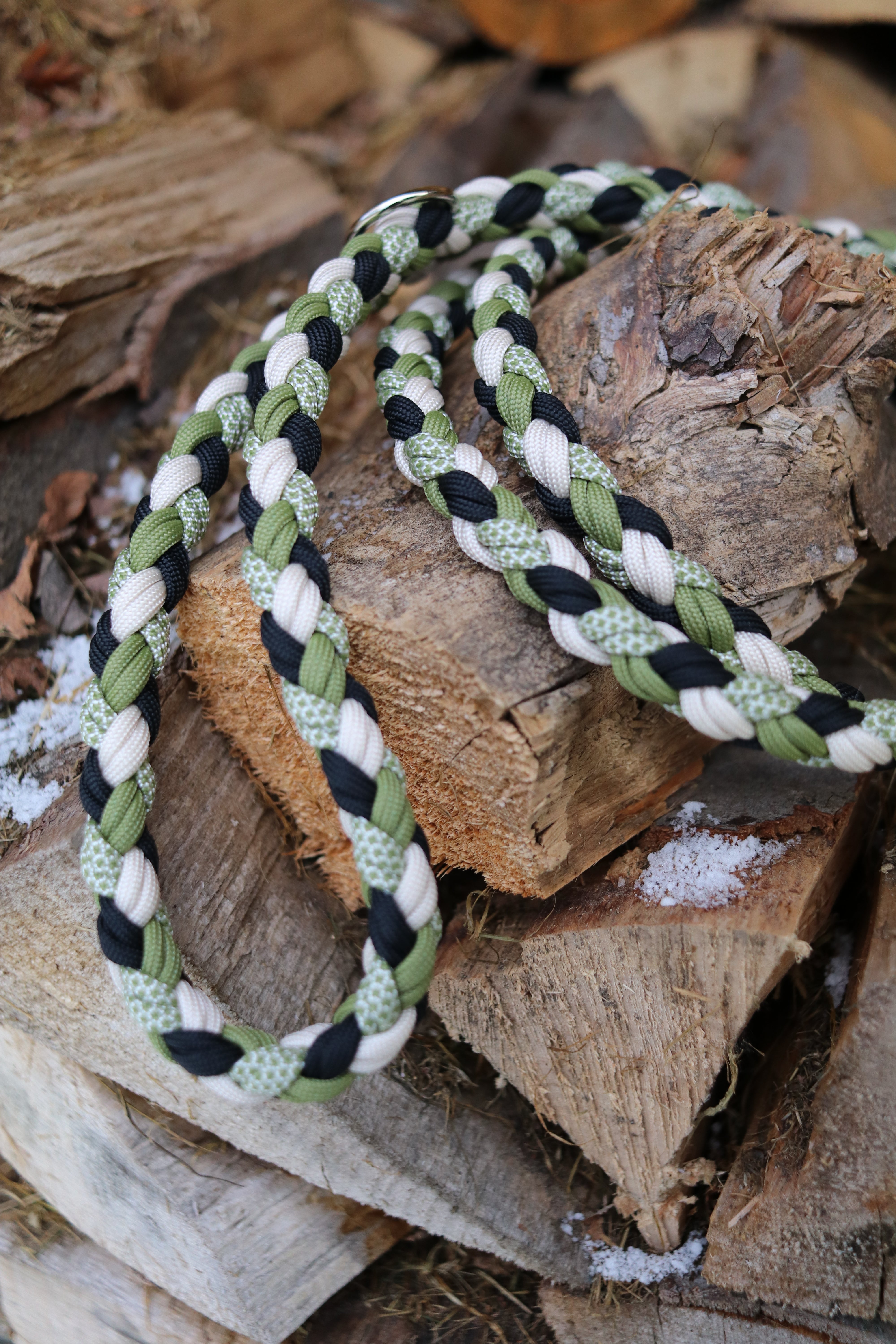 Leine Doppelt Geflochten in Moss und Olive