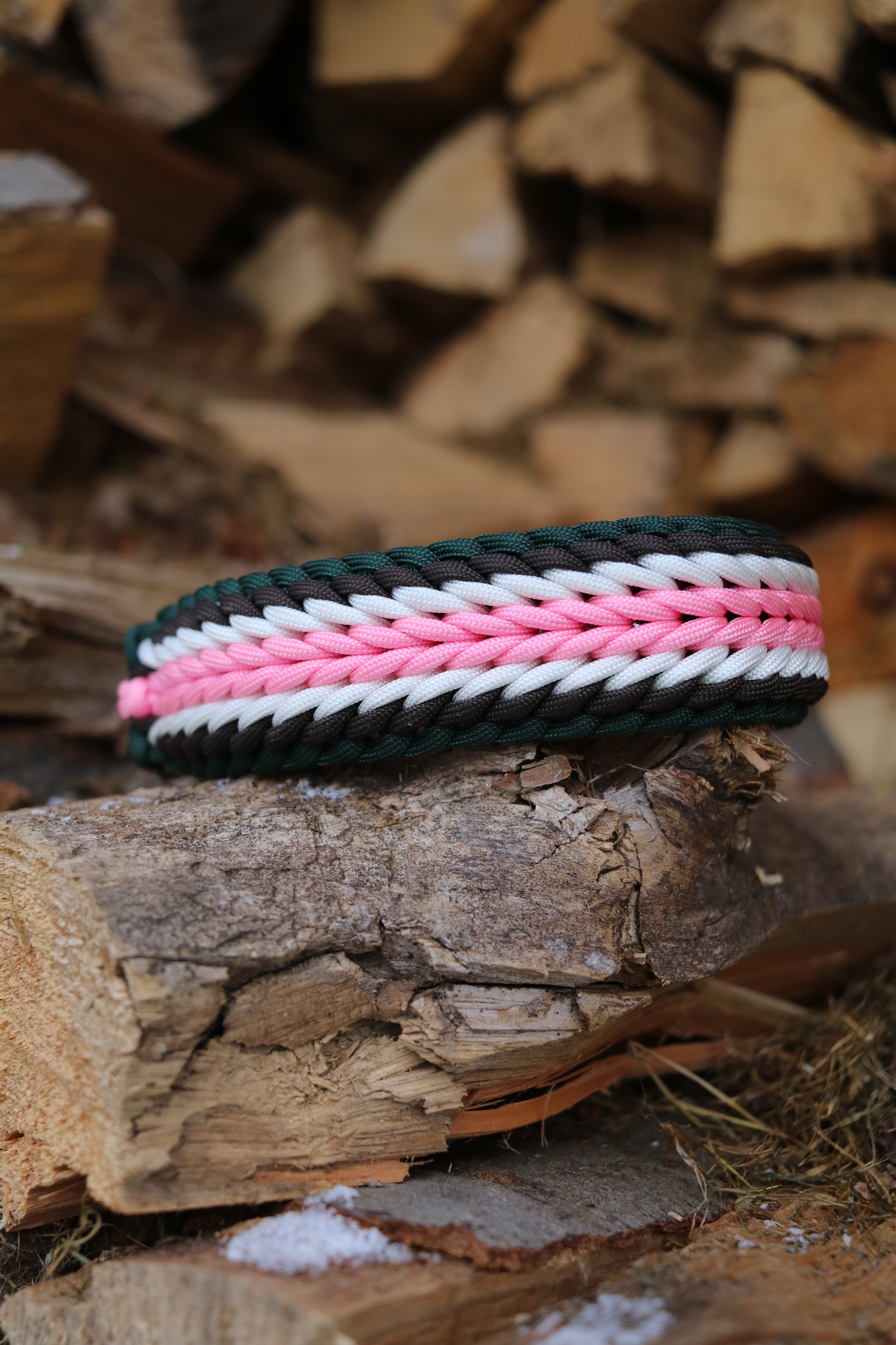 Shining in Dunkelgrün und Rosa