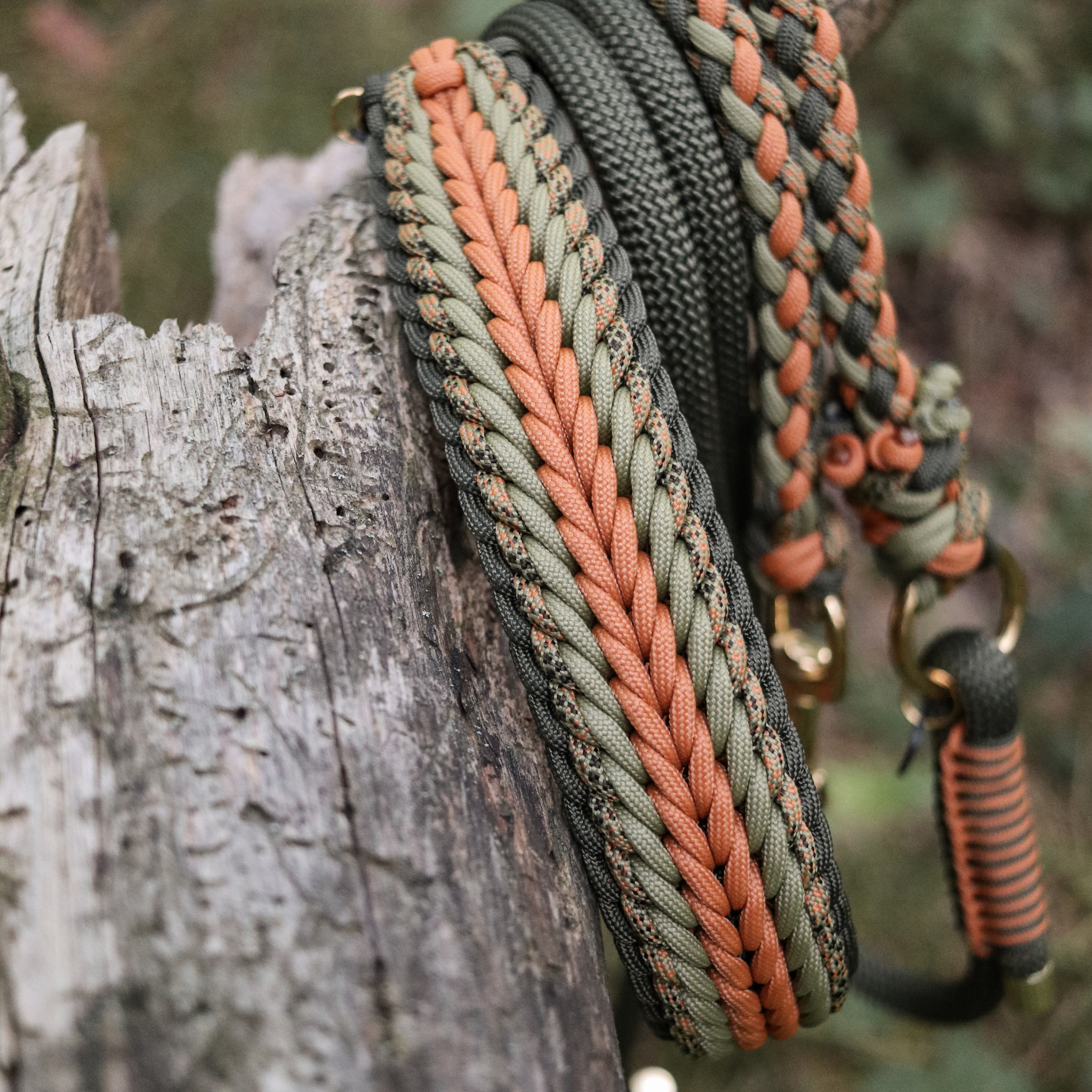 Paracordhalsband "Shining" in Olive und Mustard