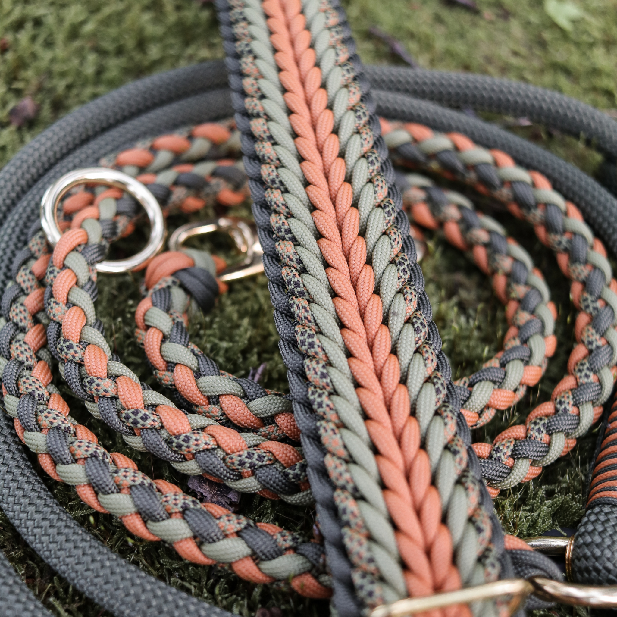 Paracordhalsband "Shining" in Olive und Mustard