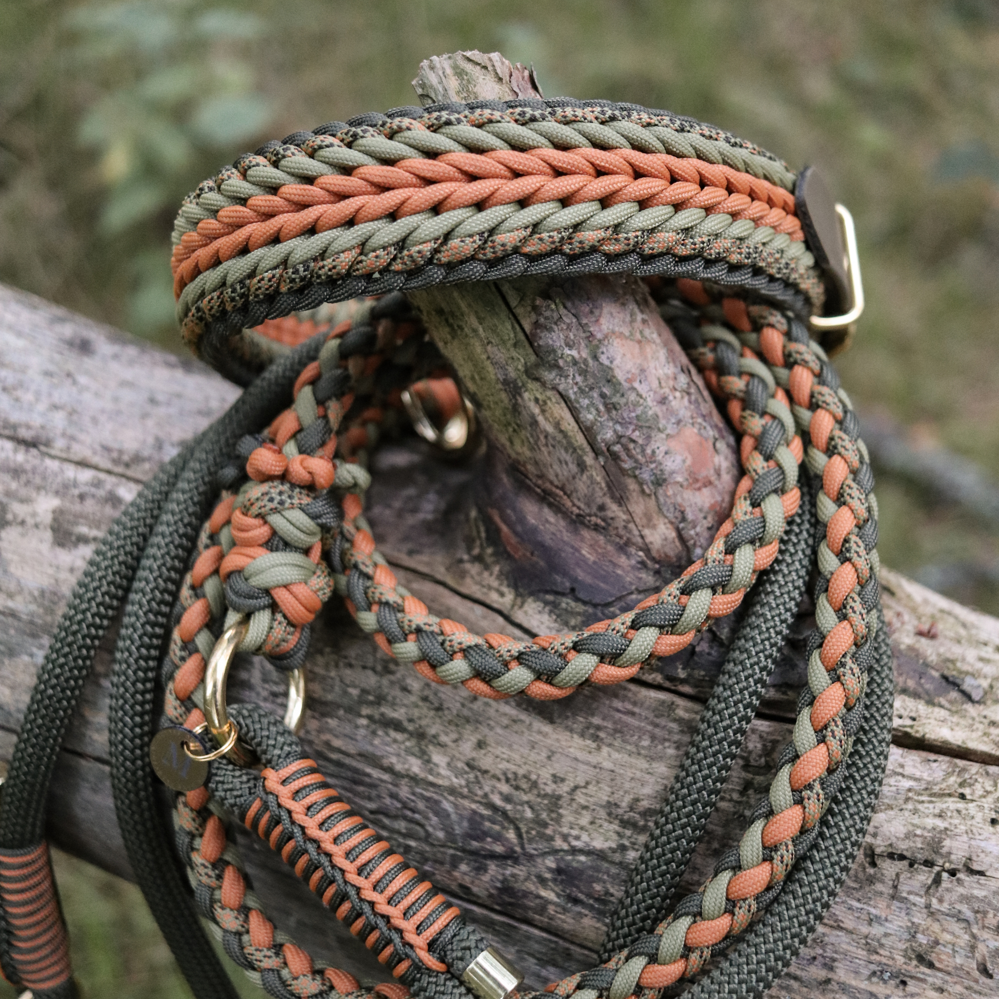 Paracord/Tau Leine "Gaucho" in Olive und Mustard