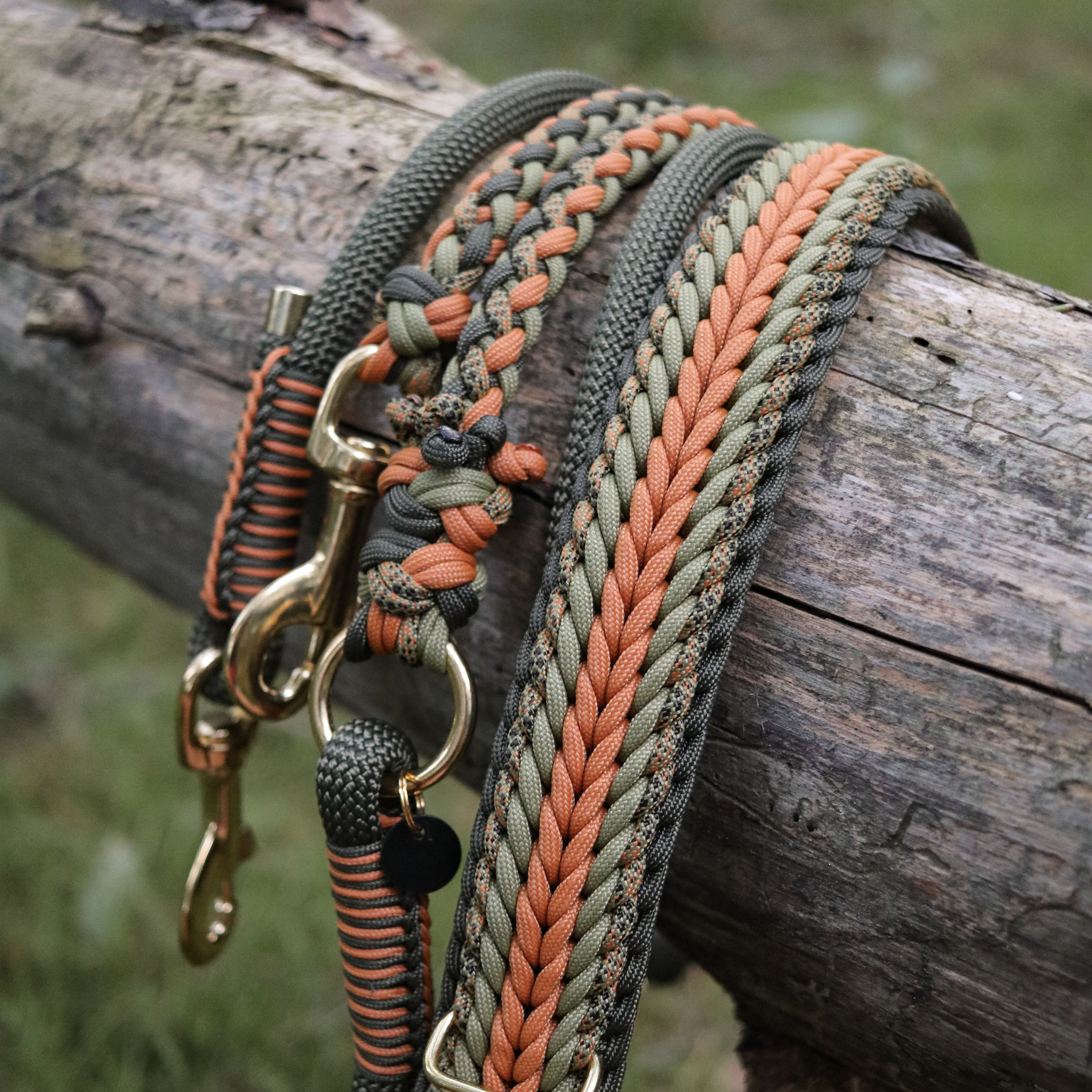 Paracordhalsband "Shining" in Olive und Mustard