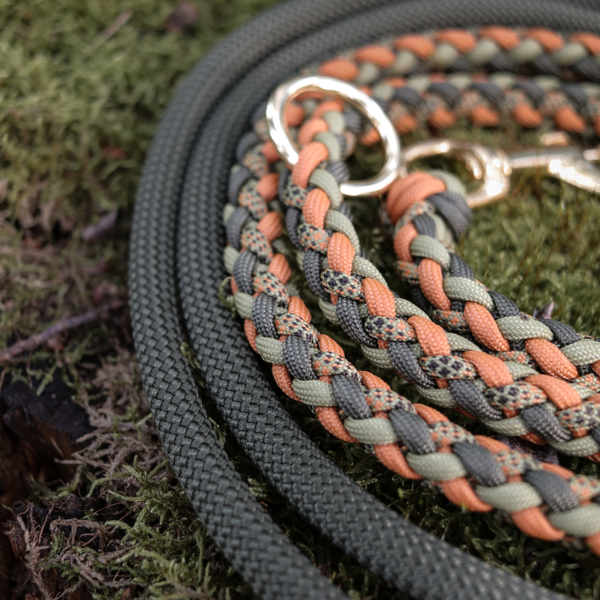 Paracord/Tau Leine "Gaucho" in Olive und Mustard